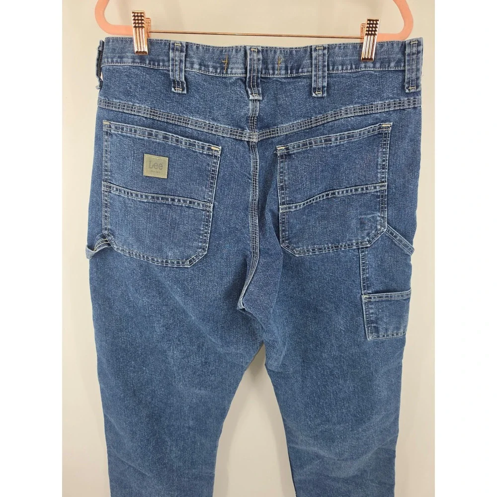 Lee Dungarees Carpenter Jeans Mens 36x32 Blue Denim Workwear Hammer Loop 2887910